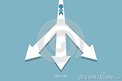 Businessman standing on three directions, decision and business concept Vector Illustration