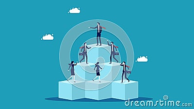 Businessman standing on the top floor. Win every competitor. Best businessman concept Vector Illustration