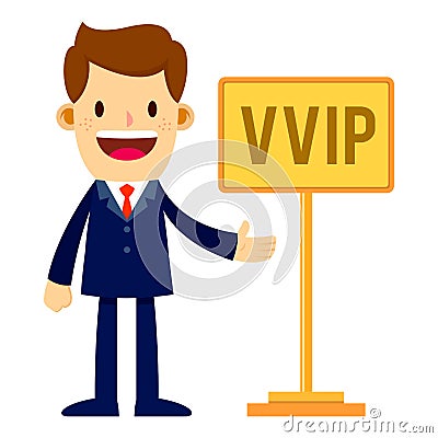 Businessman Standing welcoming a Very Important Person Vector Illustration