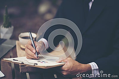 businessman start business work in the morning, coffee cafe concept Stock Photo