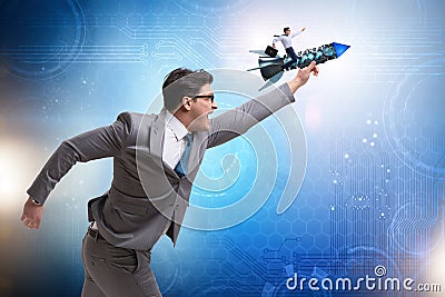 The businessman in start up business concept Stock Photo