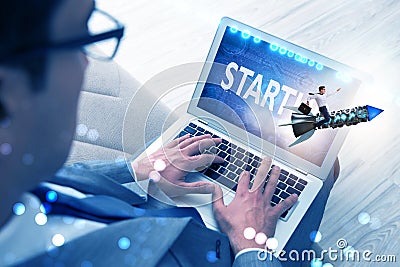 The businessman in start up business concept Stock Photo