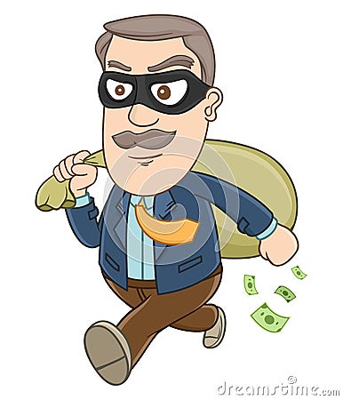 Businessman - Stealing money Cartoon Illustration