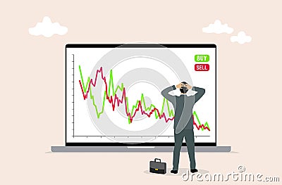 Businessman stock exchange market crisis concept, vector illustration Vector Illustration