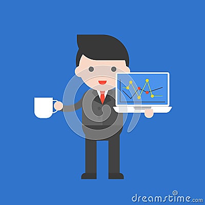 Businessman, stock trader, cute character professional set, flat Vector Illustration