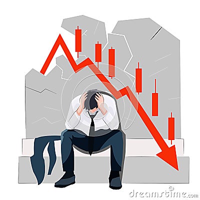 Businessman stress frustrate over market crash economy bad market trading Vector Illustration