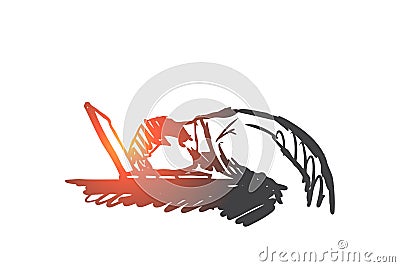 Businessman, stress, tiredness, programmer, overwork concept. Hand drawn isolated vector. Vector Illustration