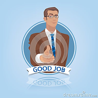 Businessman stretches out his hand to say Hello Vector Illustration