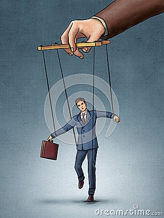 Businessman on strings Cartoon Illustration