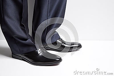 Businessman style. Fashion luxury leather shoes. Stock Photo