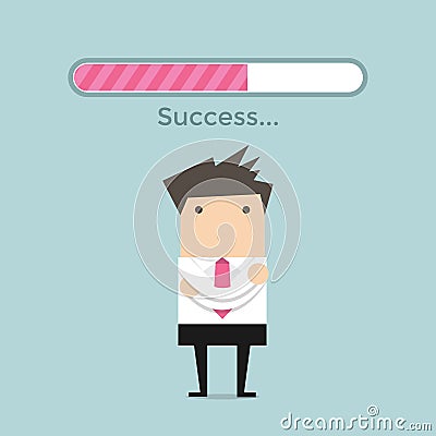 Businessman and success loading bar Vector Illustration