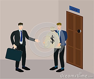 Businessman success loan money from creditor Vector Illustration