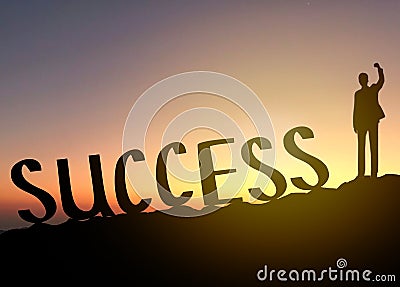 Businessman success silhouette, confident and winner or achievement in business concept Stock Photo