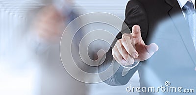 Businessman success working computer touch screen Stock Photo