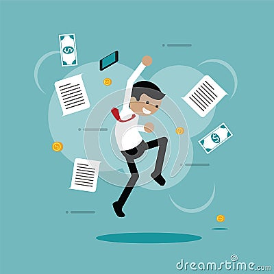 Businessman successful jumping for joy Vector Illustration