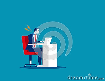 Businessman suffer from stiff neck. Concept business vector. Problem, Health, Fatigue Vector Illustration