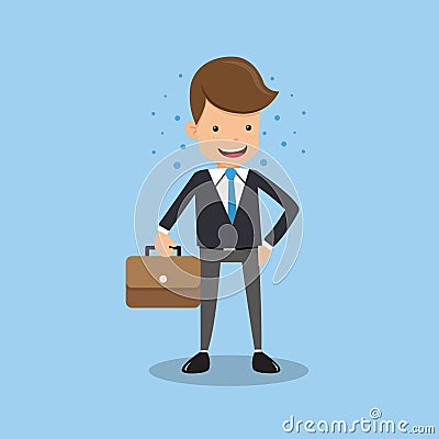 Businessman in Suit with Briefcase Vector Illustration