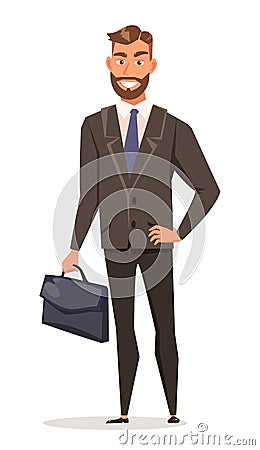 Businessman in suit flat vector illustration Vector Illustration