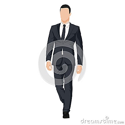 Businessman in suit walking in dark suit Vector Illustration