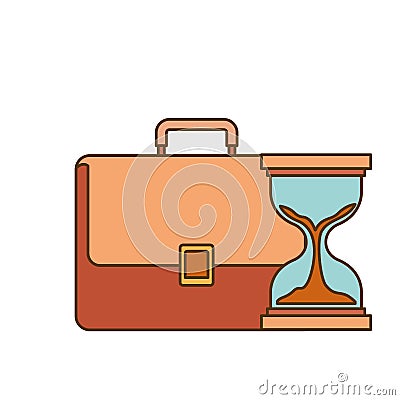 Businessman suitcase with hourglass isolated icon Vector Illustration