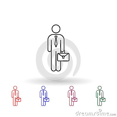 Businessman, suitcase multi color icon. Simple thin line, outline of muslim businesswoman icons for ui and ux, website or Stock Photo