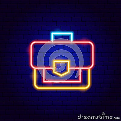 Businessman Suitcase Neon Sign Vector Illustration