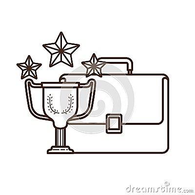 Businessman suitcase with trophy isolated icon Vector Illustration