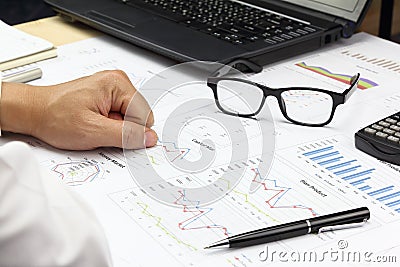 Businessman Summary report and financial analyzing capital Market plan Stock Photo