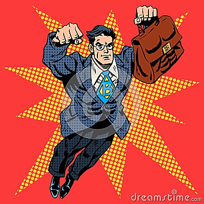 Businessman superhero work flight business concept Vector Illustration