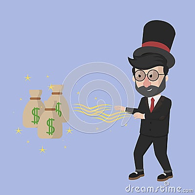 Businessman Take Money By Magic Color Illustration Vector Illustration