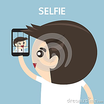 Businessman take a Selfie with mobile phone Stock Photo