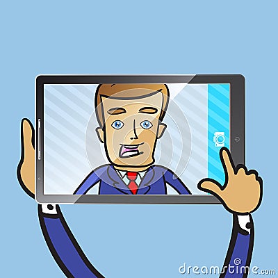 Businessman take selfie Vector Illustration