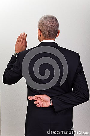 Businessman Taking Oath Stock Photo