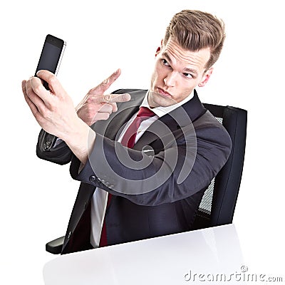 Businessman taking selfie Stock Photo