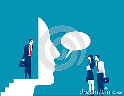 Businessman talk through the mask. Concept business illustration Vector Illustration