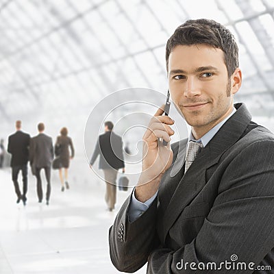 Businessman talking on mobile Stock Photo