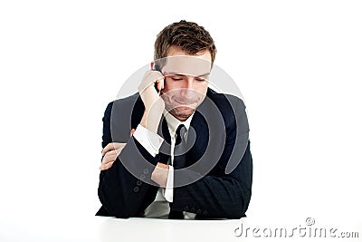 Businessman talking by phone Stock Photo
