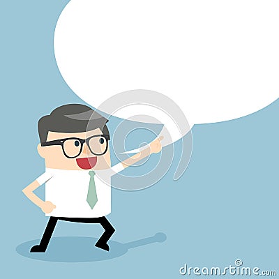 Businessman talking with speech balloon Vector Illustration