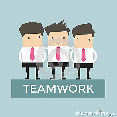 Businessman teamwork stand on podium Vector Illustration