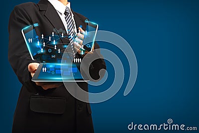 Businessman with technology idea concept Stock Photo