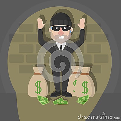 Businessman Thief Caught Color Illustration Vector Illustration