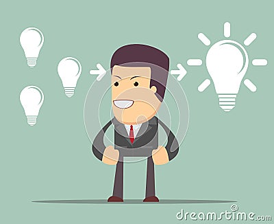 Businessman Think about ideas... cooperate concept. Vector Illustration