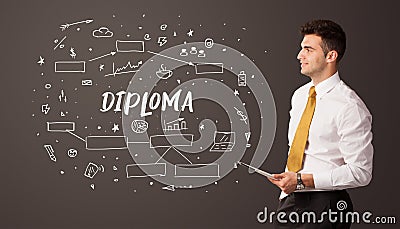 Businessman thinking with educational inscription Stock Photo