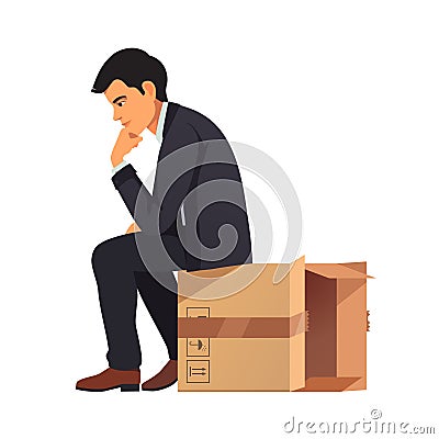 Businessman thinking outside the box concept Vector Illustration