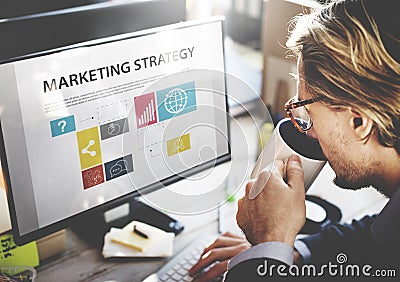 Businessman Thinking Planning Working Marketing Strategy Concept Stock Photo