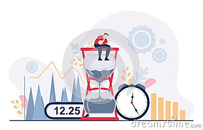 Businessman Thinking Time Management Business Strategy Illustration Vector Illustration