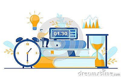 Businessman Thinking Time Management Business Strategy Illustration Vector Illustration