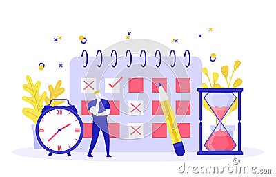 Businessman Thinking Time Management Business Strategy Illustration Vector Illustration