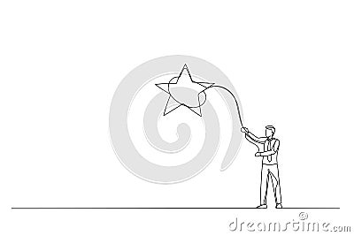 businessman throws a lasso, catching star Vector Illustration