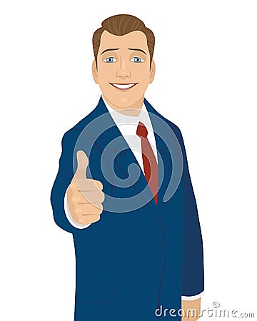 Businessman thumb up gesture Vector Illustration